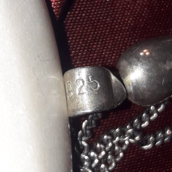 925 Sterling Silver Pendant Vintage 90s Hand Mirror on Silvertone Chain Extender - Picture 8 of 8